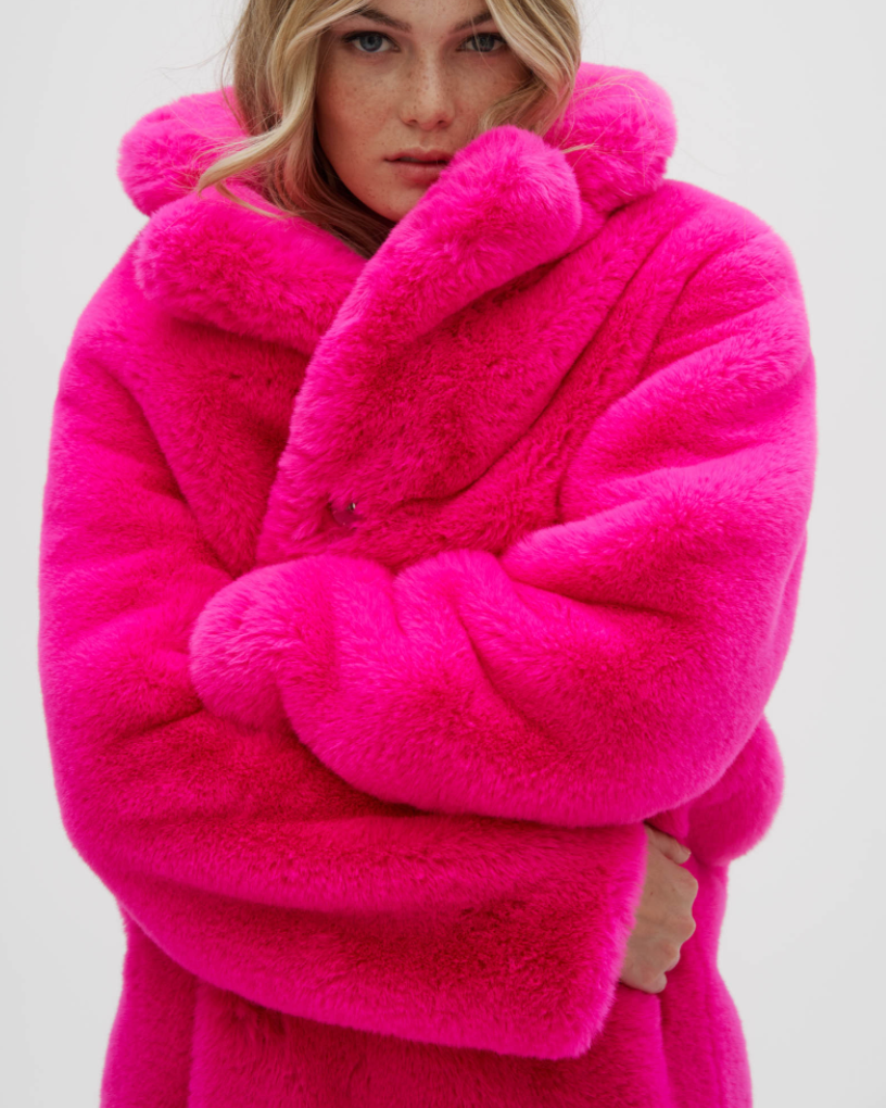 Hot pink fuzzy jacket top