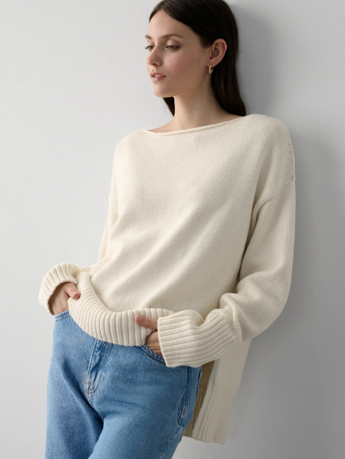White new arrivals boatneck sweater